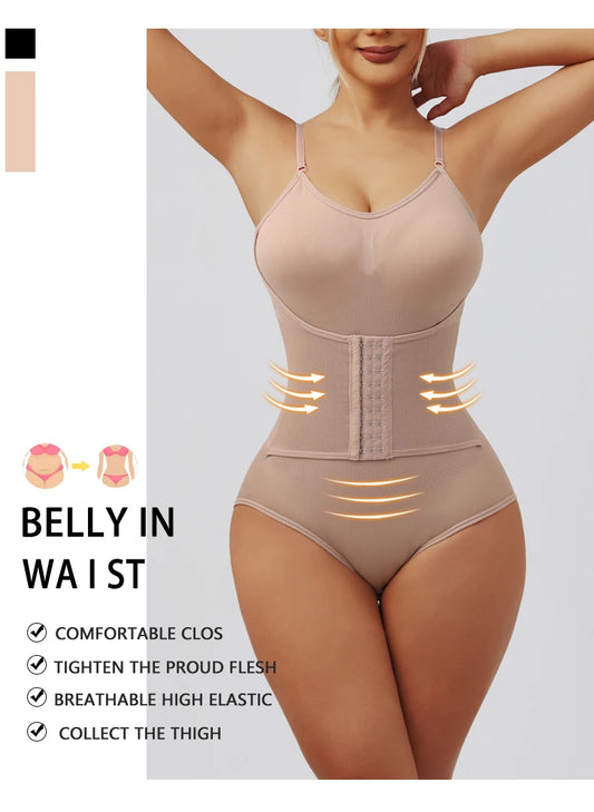 Seamless Shapewear Bodysuit Double Breasted Tummy Control Full Body Shaper Women Slim Underwear Jumpsuit Waist Shaper Bodysuit