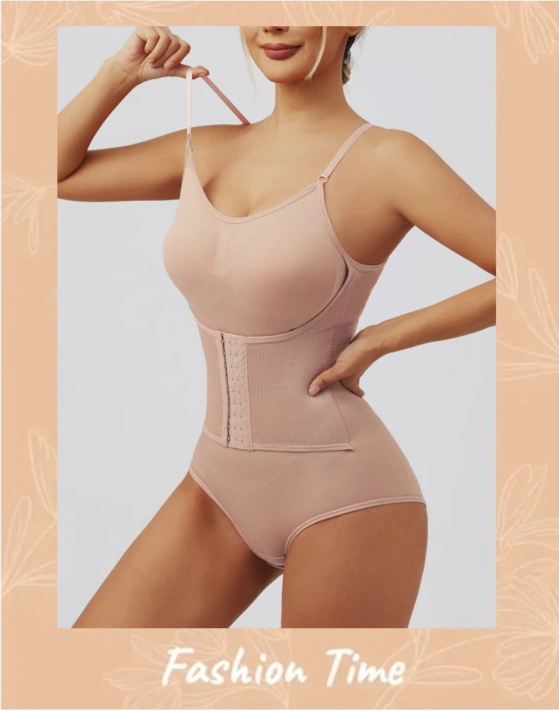 Seamless Shapewear Bodysuit Double Breasted Tummy Control Full Body Shaper Women Slim Underwear Jumpsuit Waist Shaper Bodysuit