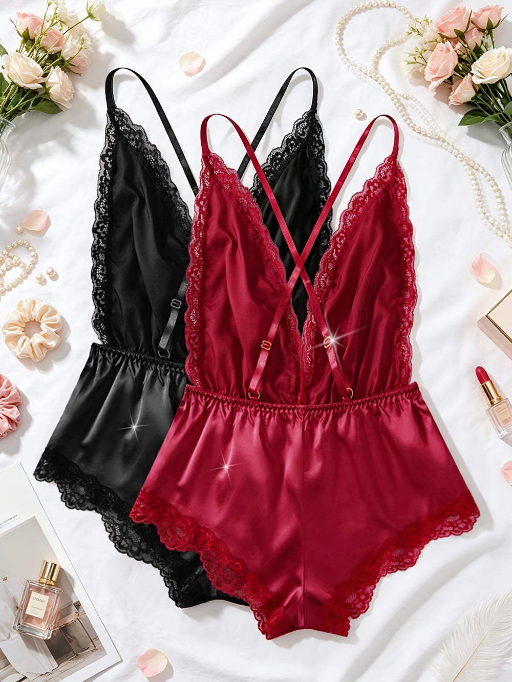 Satin Romper Pajama Set
