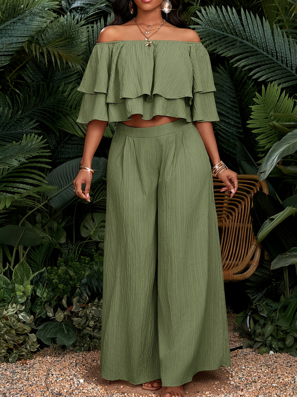 Short-Sleeve Top & Long Pants Set