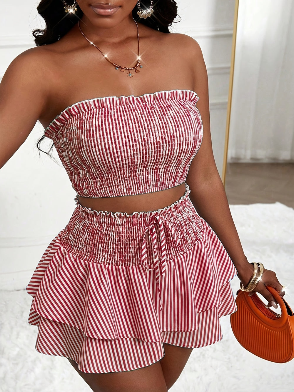 Striped Camisole & Skirt Set