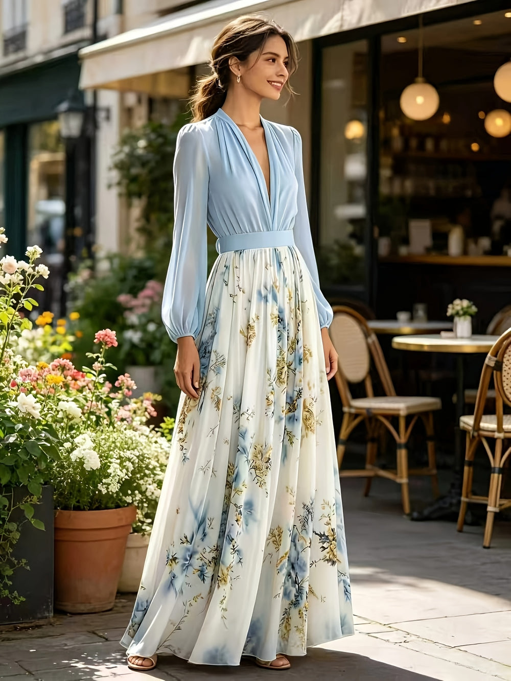 Boho V-Neck Floral Dress