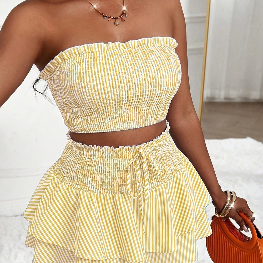 Striped Camisole & Skirt Set