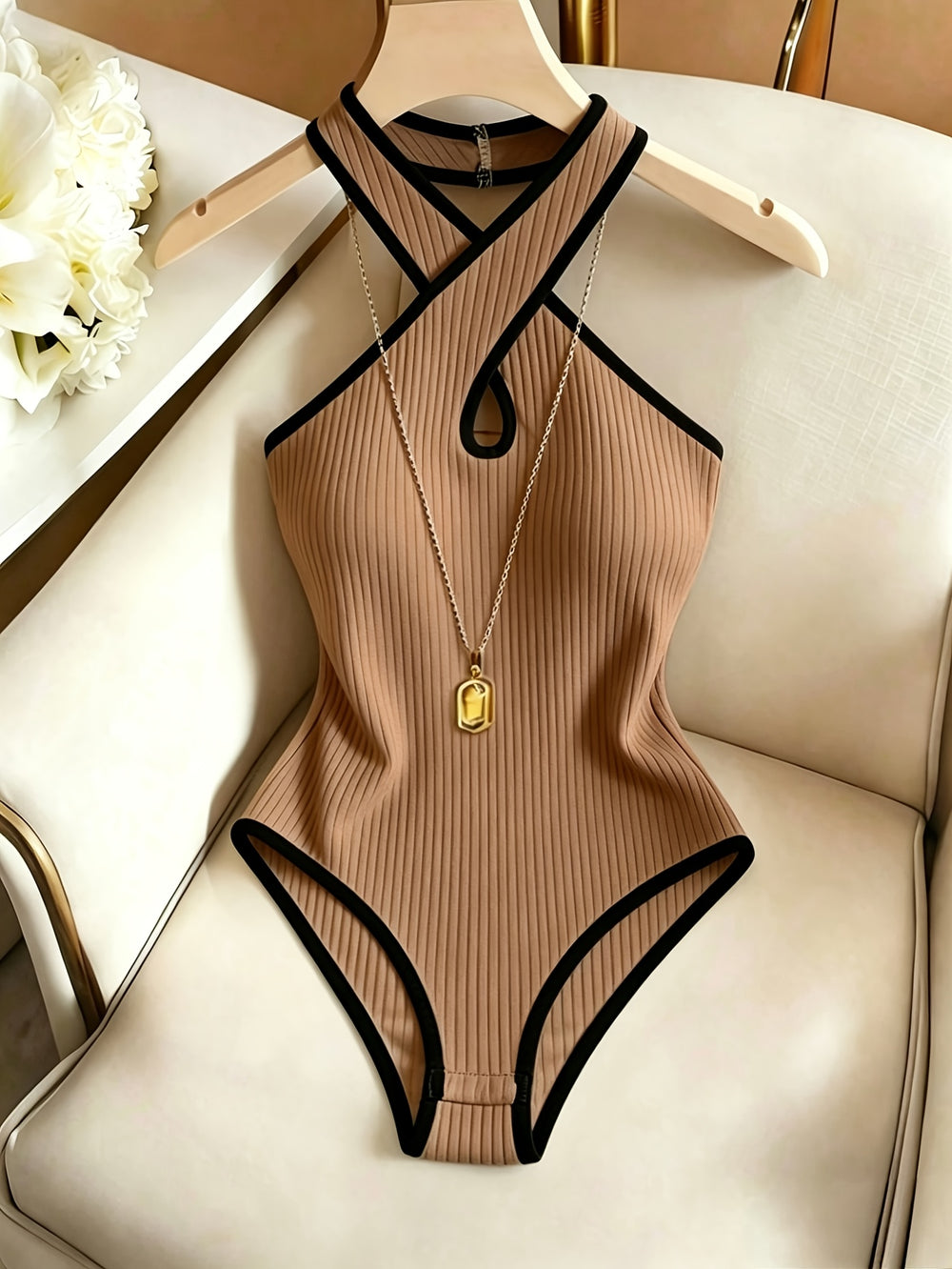 Criss-Cross Cutout Bodysuit
