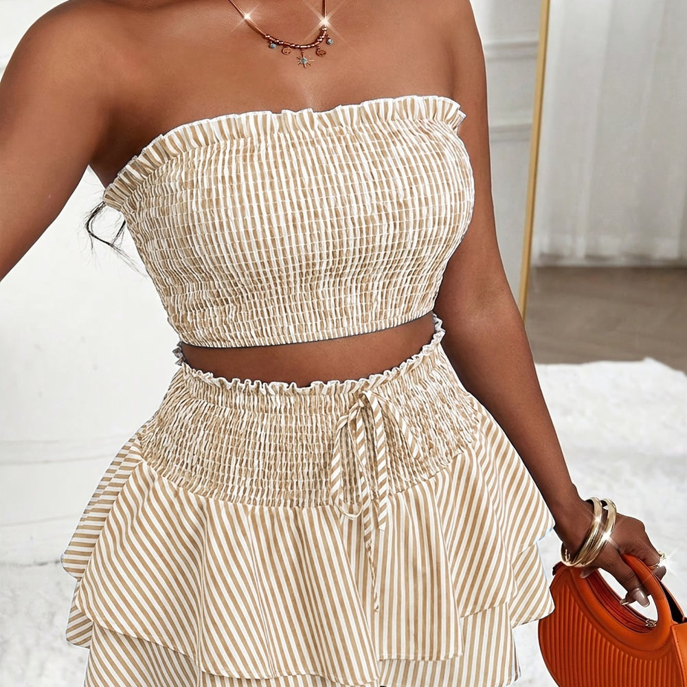 Striped Camisole & Skirt Set