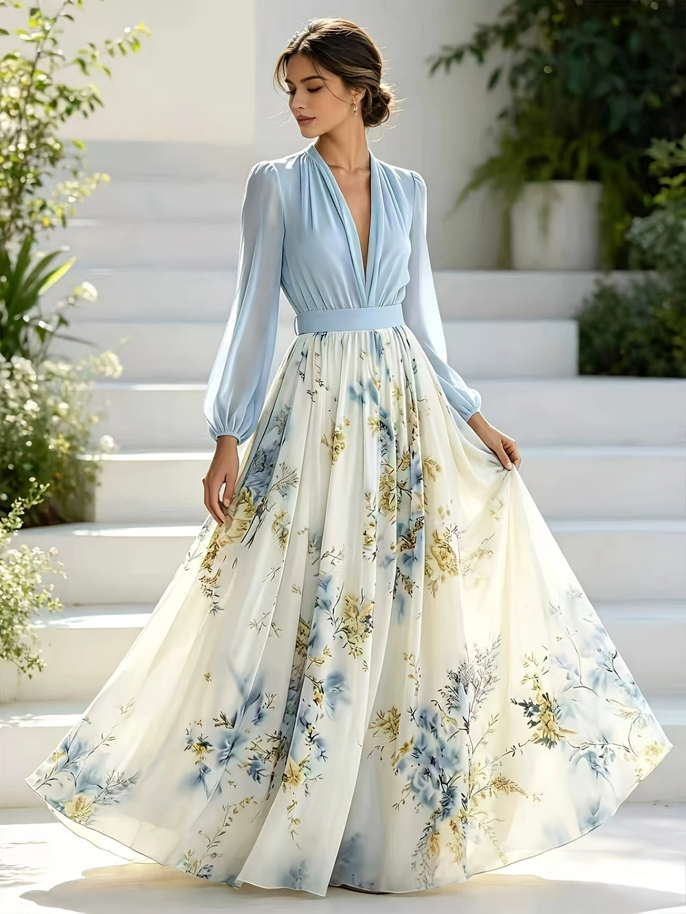 Boho V-Neck Floral Dress