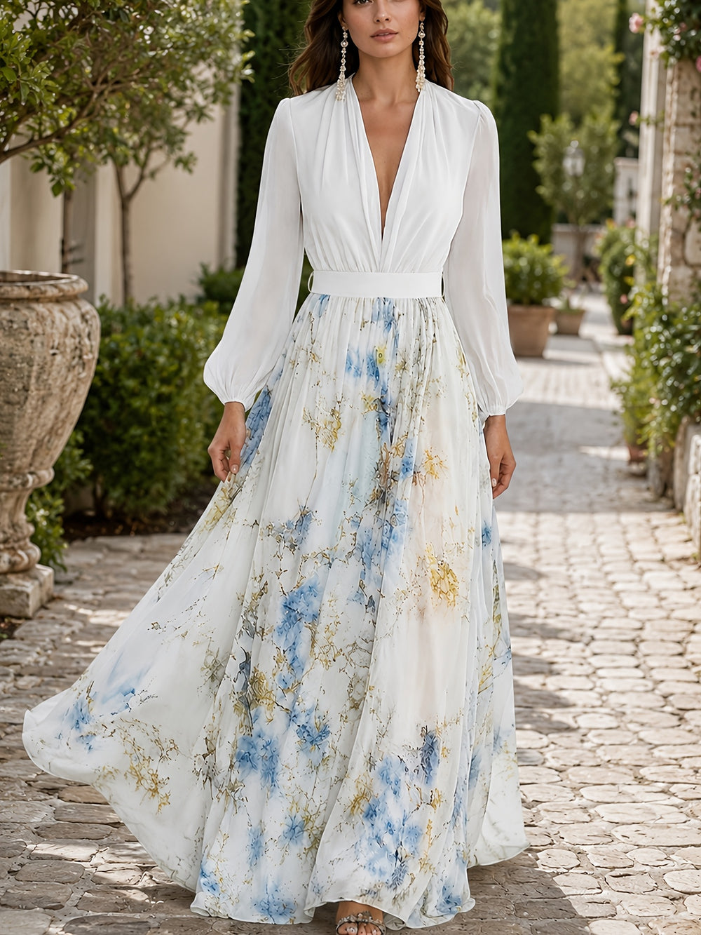 Boho V-Neck Floral Dress