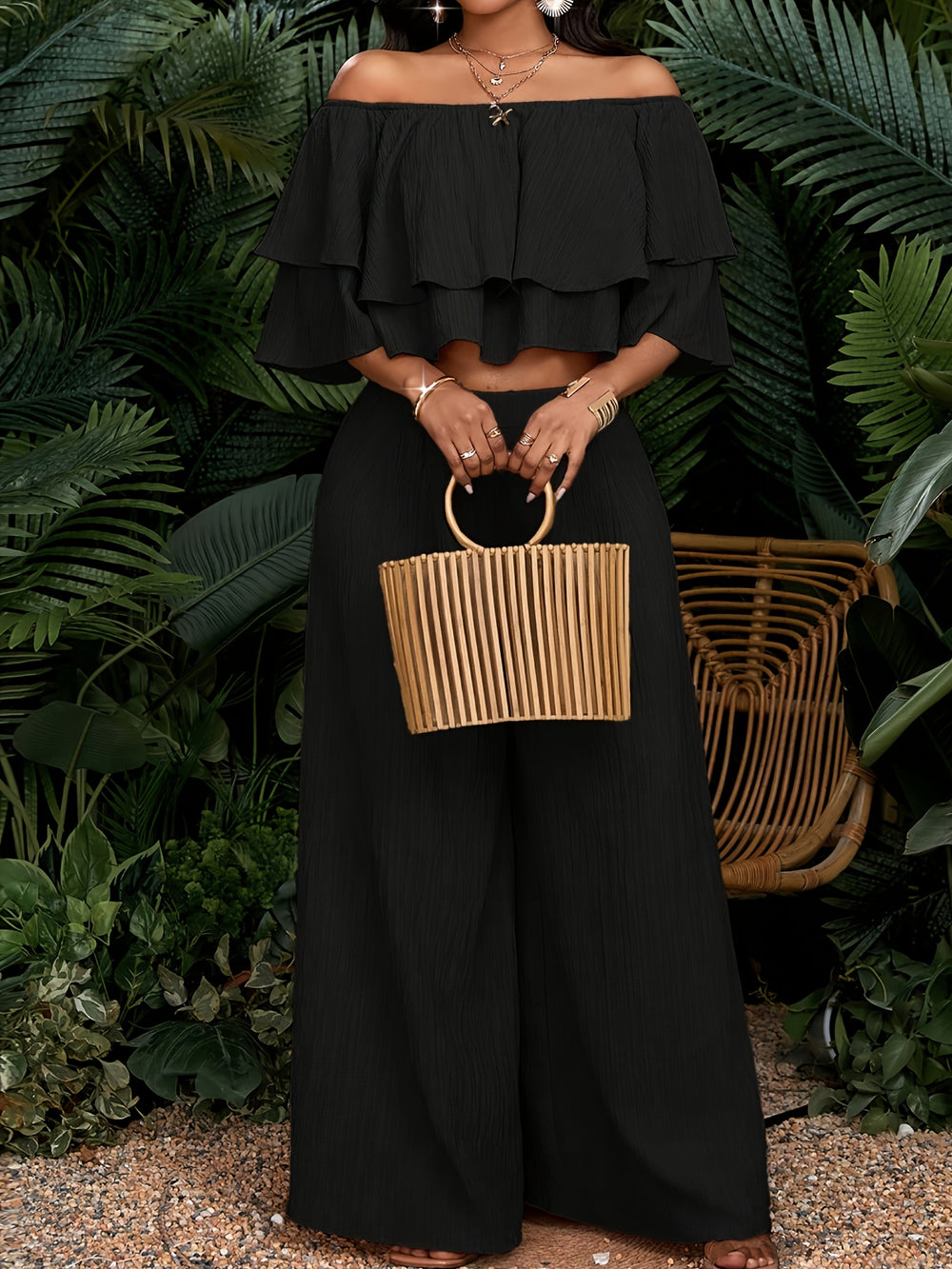 Short-Sleeve Top & Long Pants Set